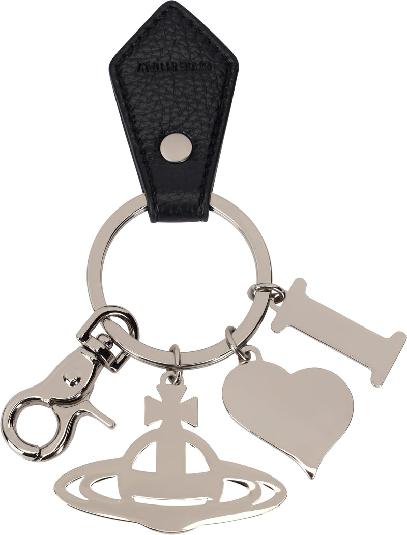 Vivienne Westwood Charm-Adorned Key Case — Black Polyester Keychains