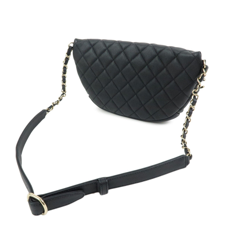 Chanel Business Affinity Waist Quilted Caviar Black Leather Bag