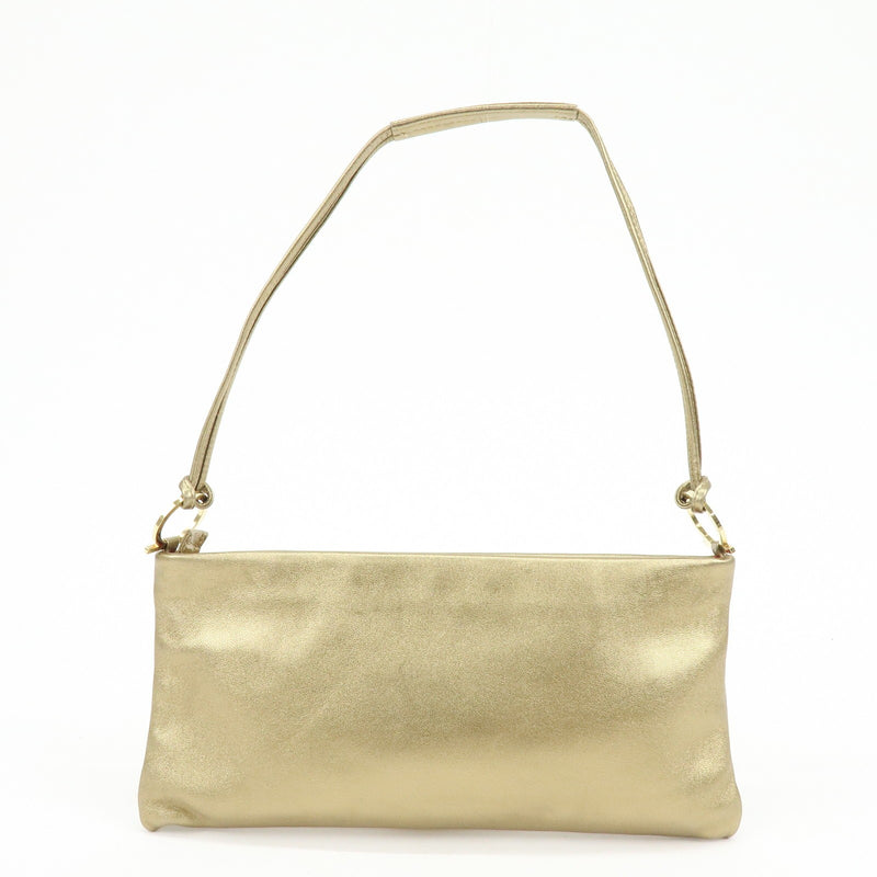 Salvatore Ferragamo Gancini Leather Gold Bag
