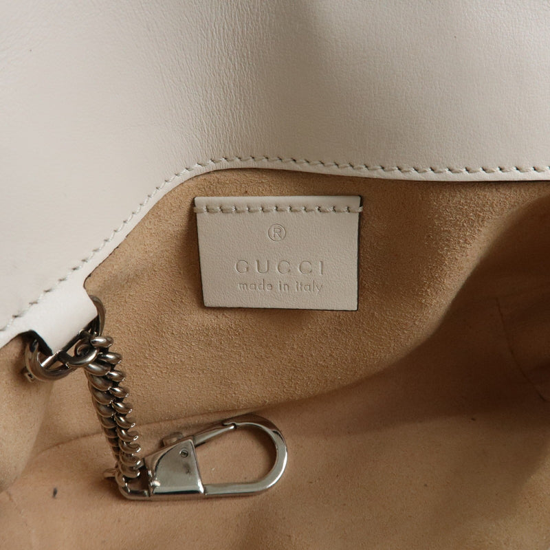 Gucci Gg Marmont Flap Printed Diagonal Quilted Leather White Bag