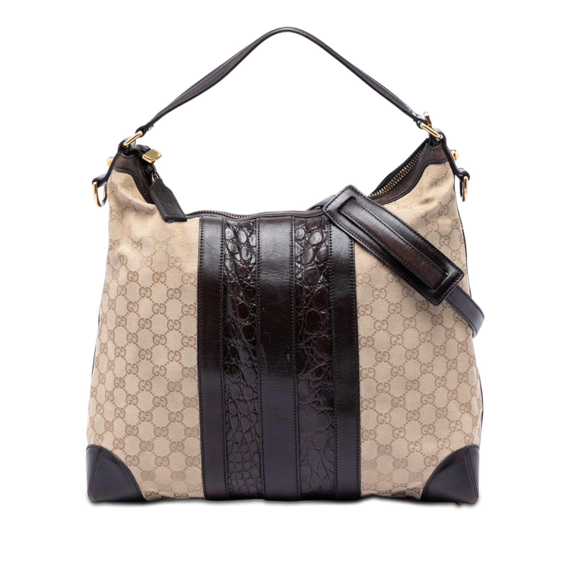 GG Canvas and Crocodile Embossed Calfskin Secret Satchel - Image 1