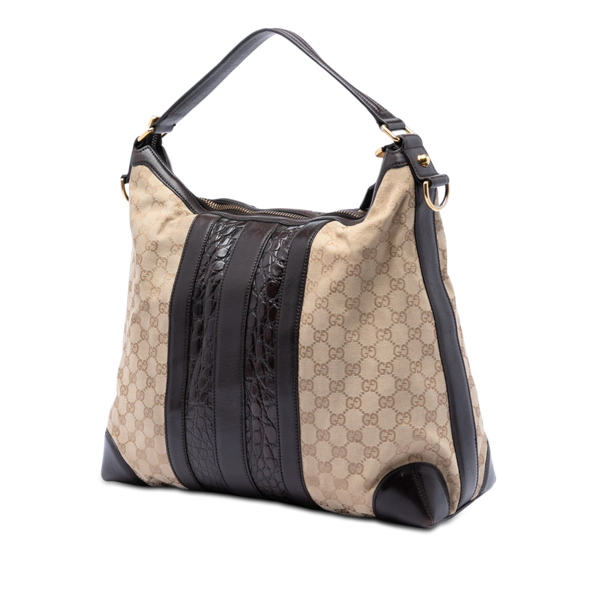 GG Canvas and Crocodile Embossed Calfskin Secret Satchel - Image 2