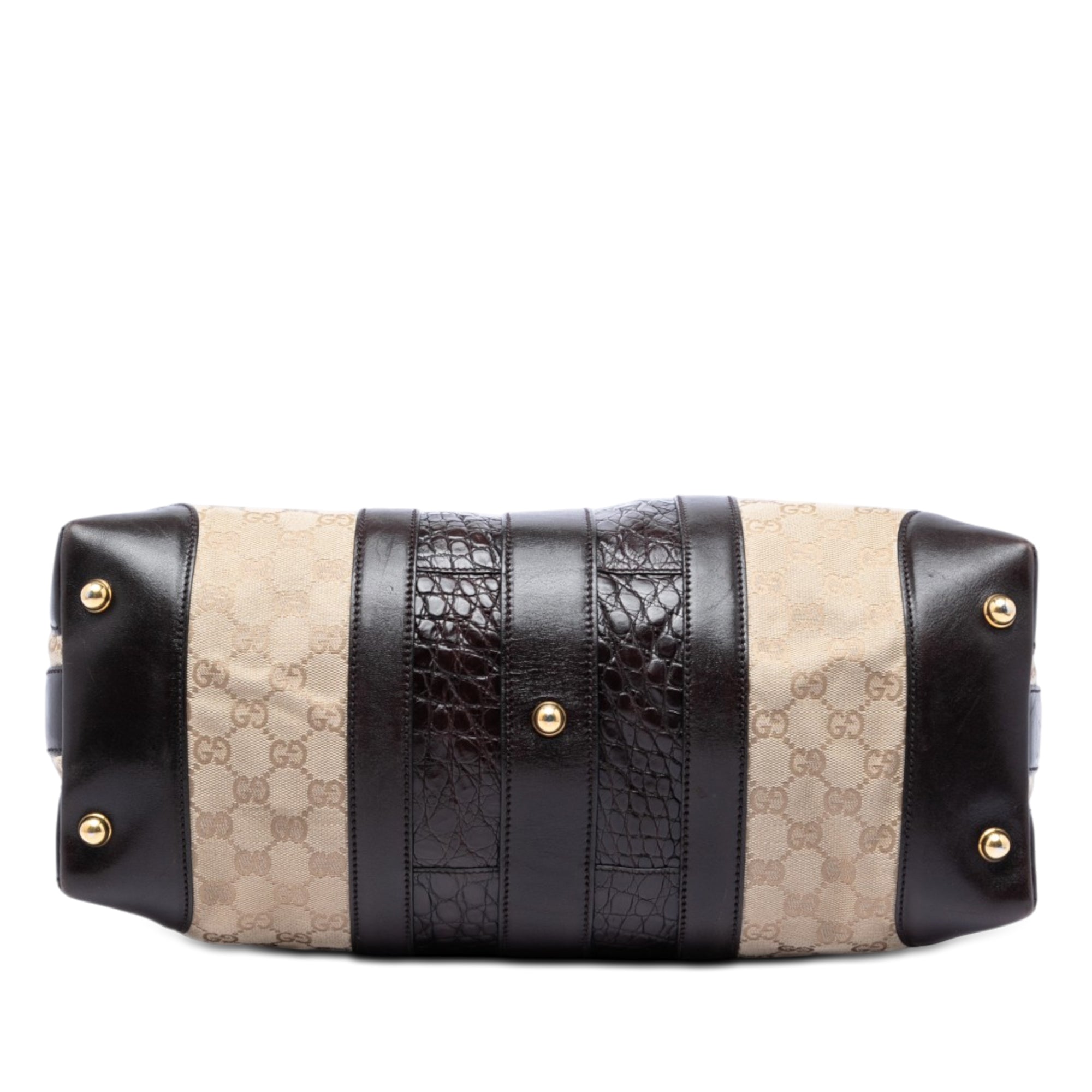 GG Canvas and Crocodile Embossed Calfskin Secret Satchel - Image 3