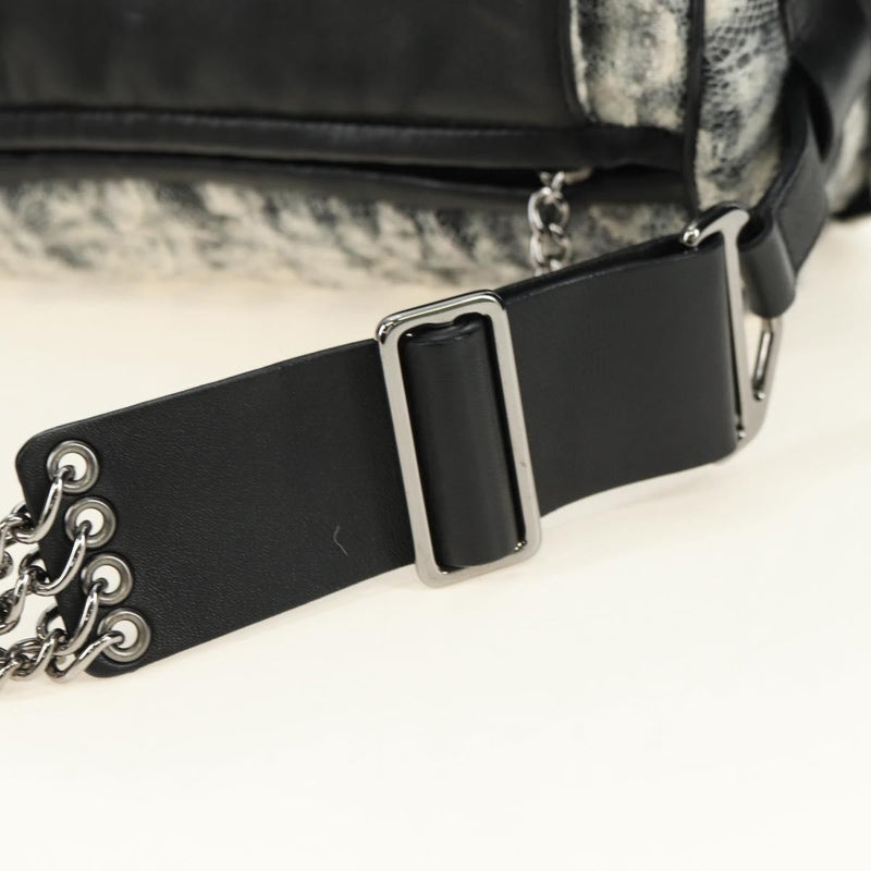 Chanel Vintage Camellia Flap Camera Quilted Tweed White Wool Bag