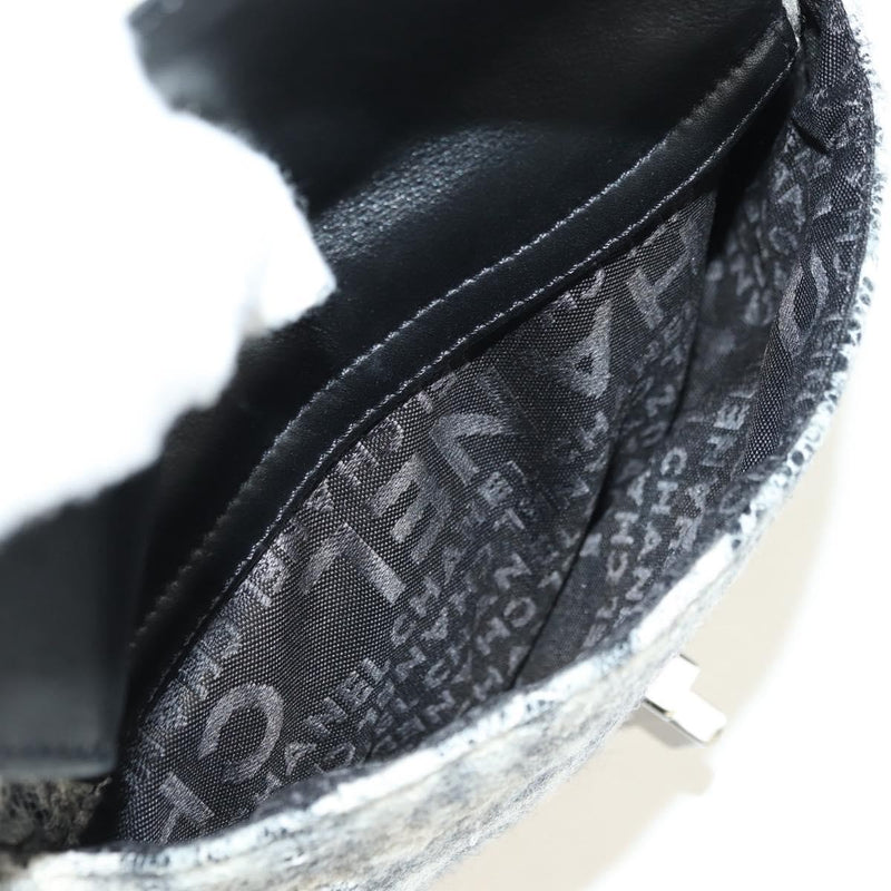 Chanel Vintage Camellia Flap Camera Quilted Tweed White Wool Bag