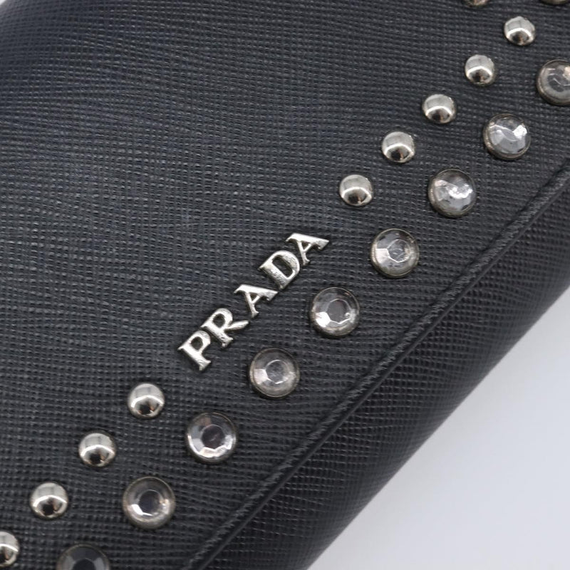 Prada Flap Studded Saffiano Leather Black Bag