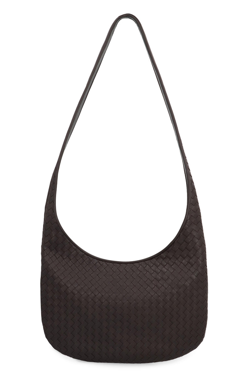 Bottega Veneta Intrecciato Woven Leather Crossbody Bag — Black Lamb
