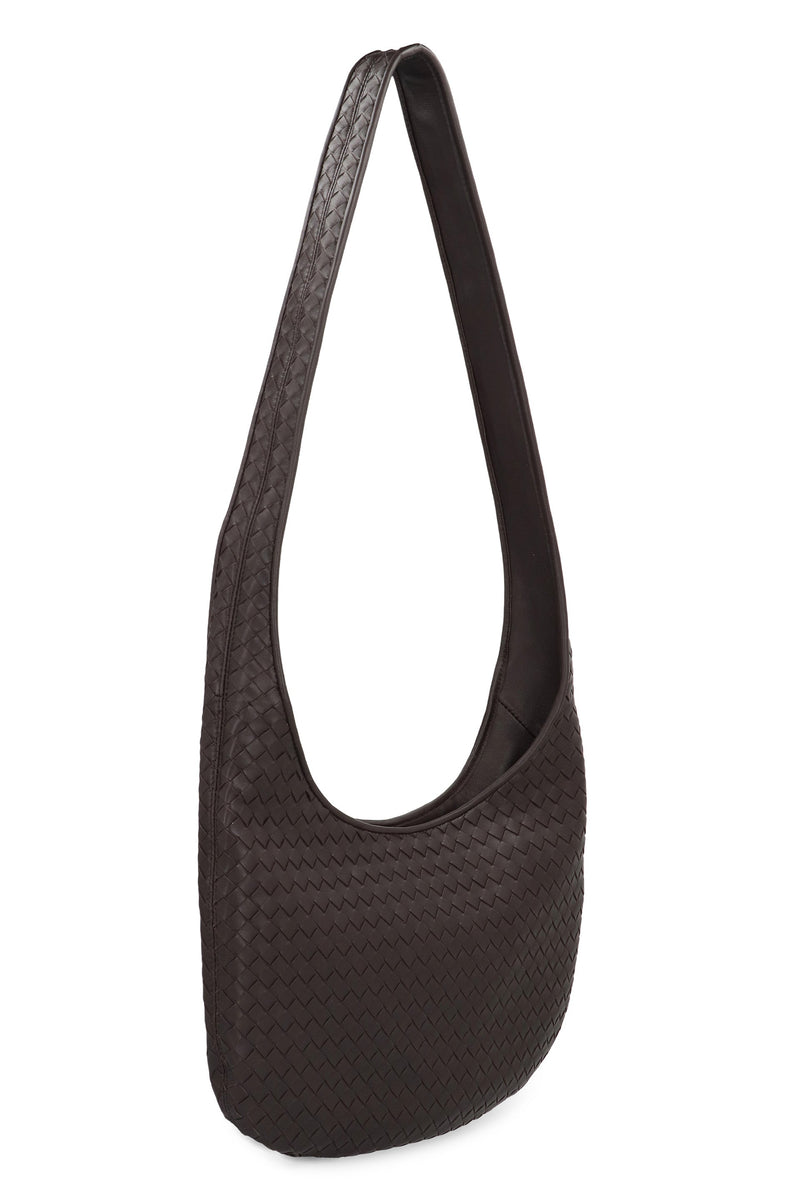 Bottega Veneta Intrecciato Woven Leather Crossbody Bag — Black Lamb