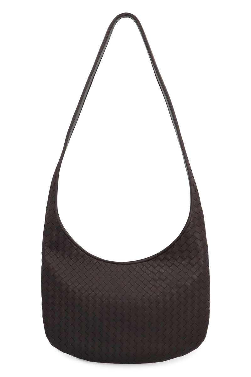 Bottega Veneta Intrecciato Woven Leather Crossbody Bag — Black Lamb