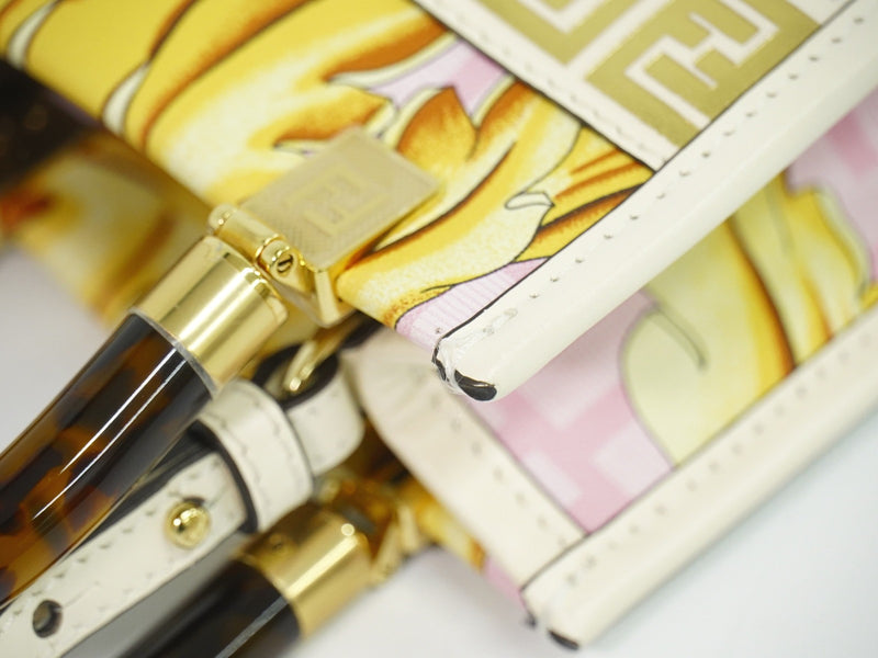 Fendi X Versace Fendace Convertible Sunshine Shopper Printed Laminated Leather Multicolour Bag