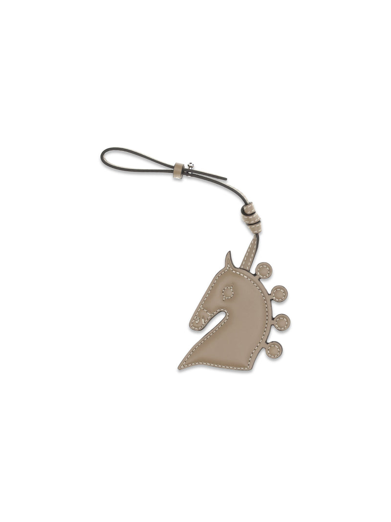 Max Mara Leather Charm Key Case — Taupe Calf Keychains