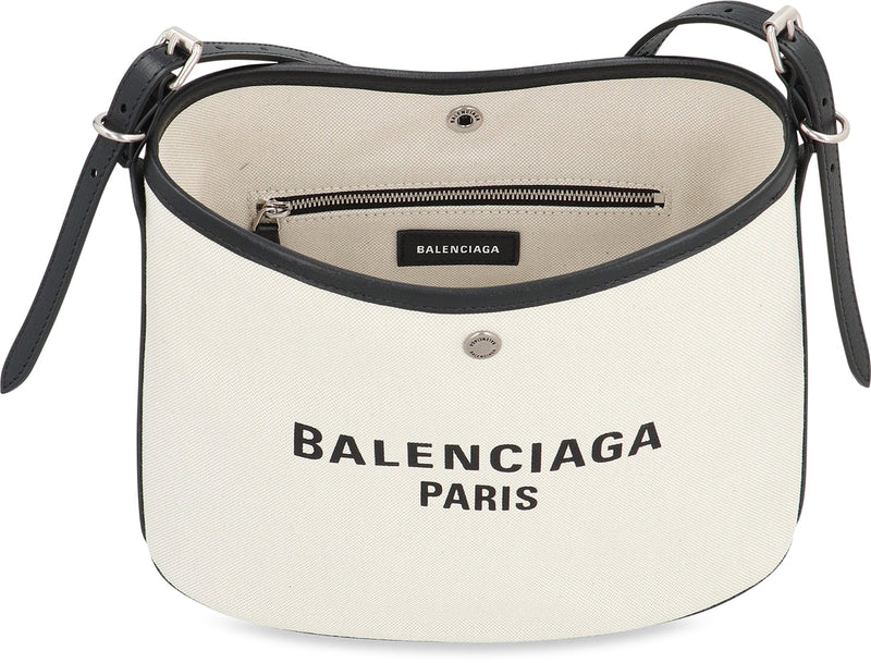 Balenciaga Canvas With Calfskin Trim Shoulder Bag — Beige