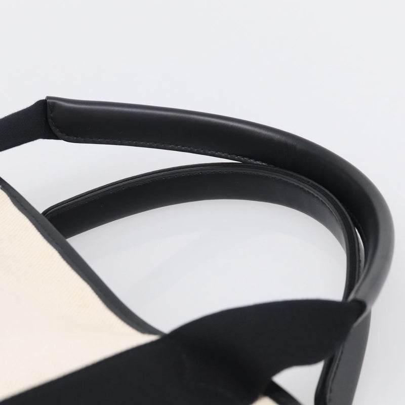 Balenciaga Navy Cabas Canvas With Leather White Bag