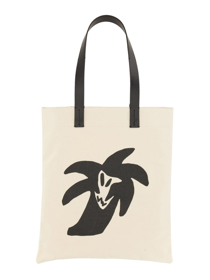 Palm Angels Logo-Print Cotton Canvas Shoulder Bag — White
