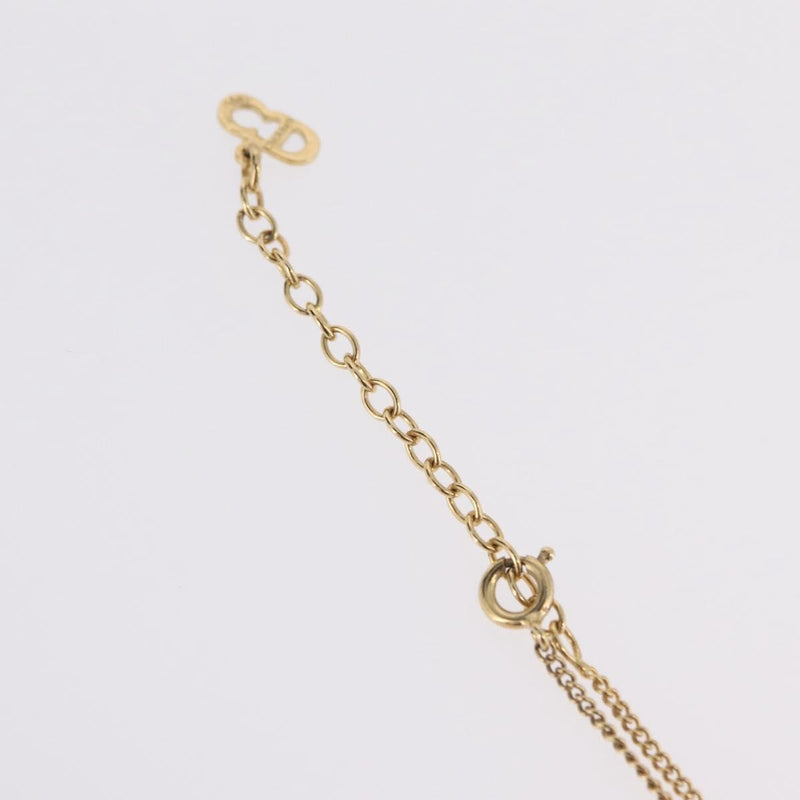 Christian Dior Round Logo Pendant Metal With Crystal Gold Bijoux
