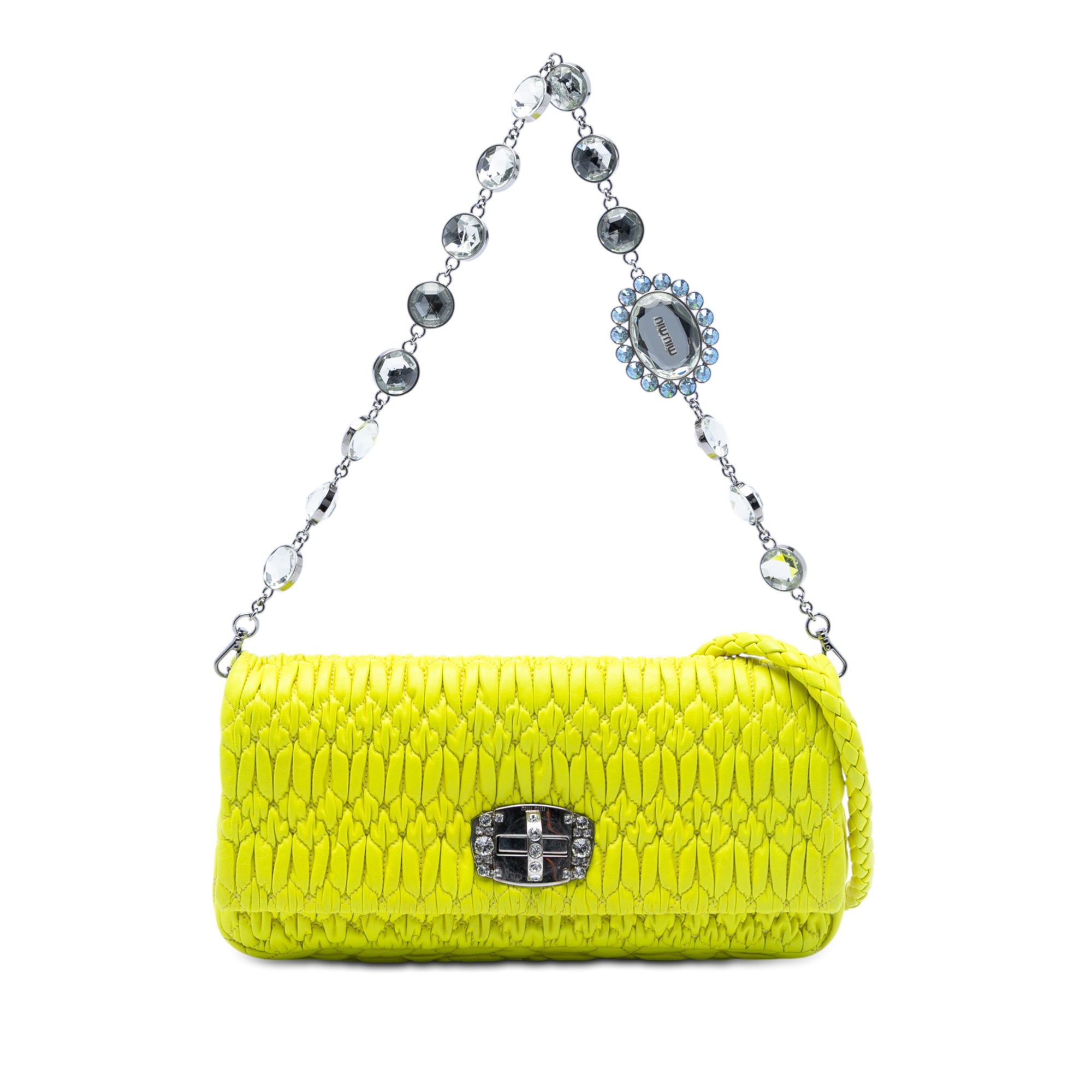 Matelasse Nappa Crystal Chain Satchel - Image 1