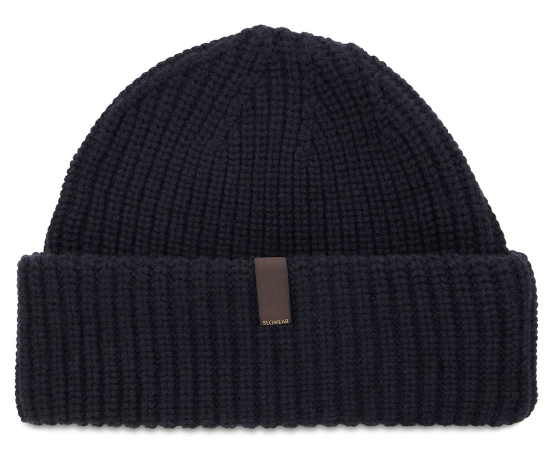 Slowear 82b061 Cashmere Knit Beanie — Black Beanies