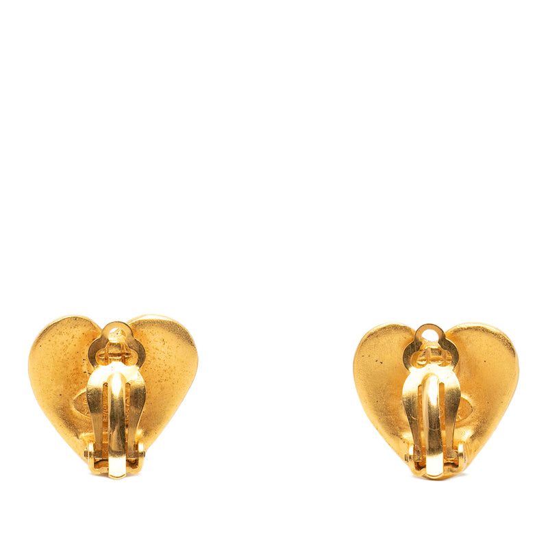 CC Gold Plated Heart Clip On Earrings - Image 2