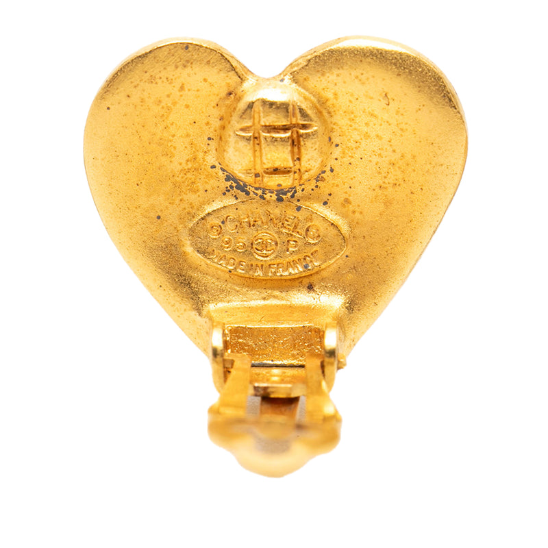 CC Gold Plated Heart Clip On Earrings - Image 3