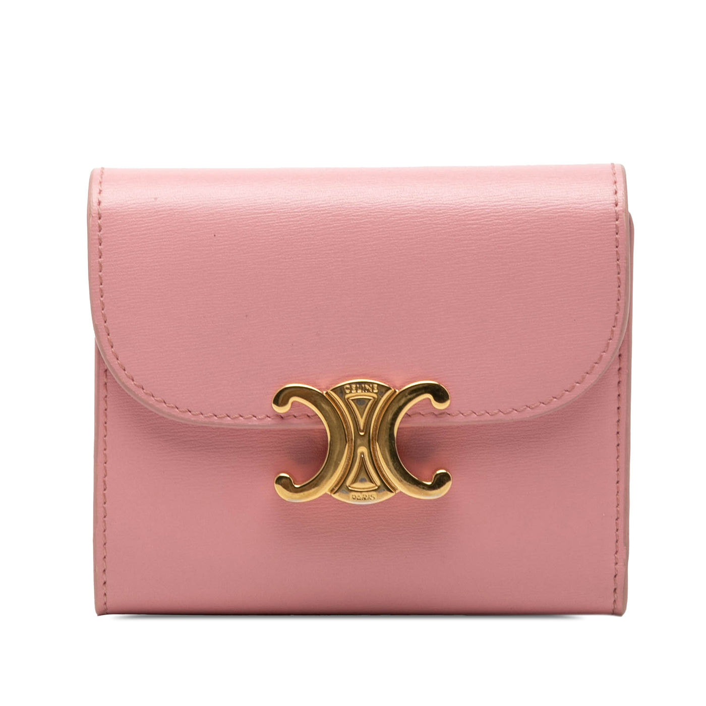 Shiny Calfskin Triomphe Flap Small Wallet - Image 1
