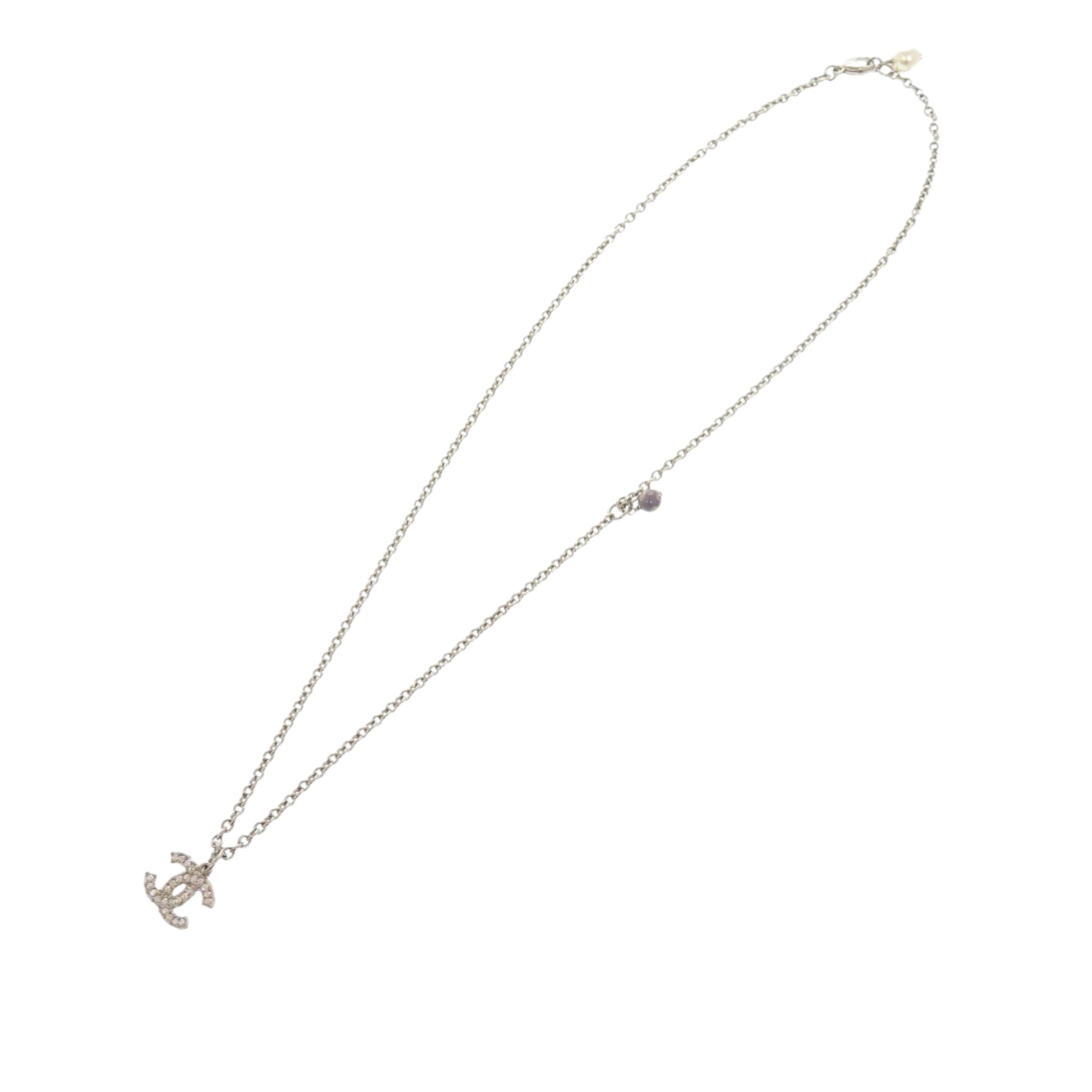 CC Brass and Strass Faux Pearl Pendant Necklace - Image 1