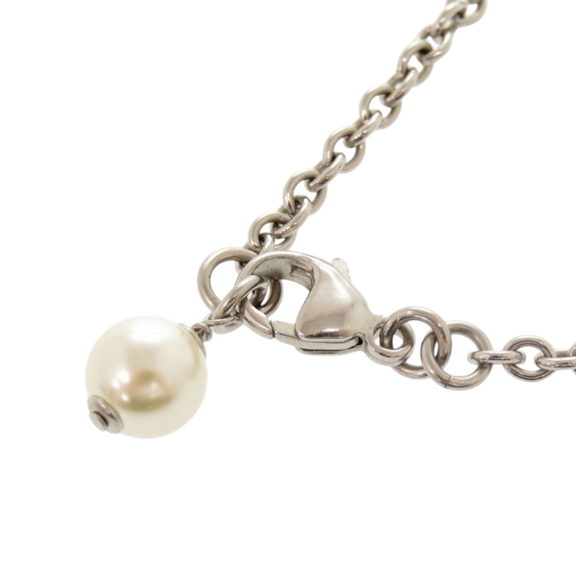 CC Brass and Strass Faux Pearl Pendant Necklace - Image 4