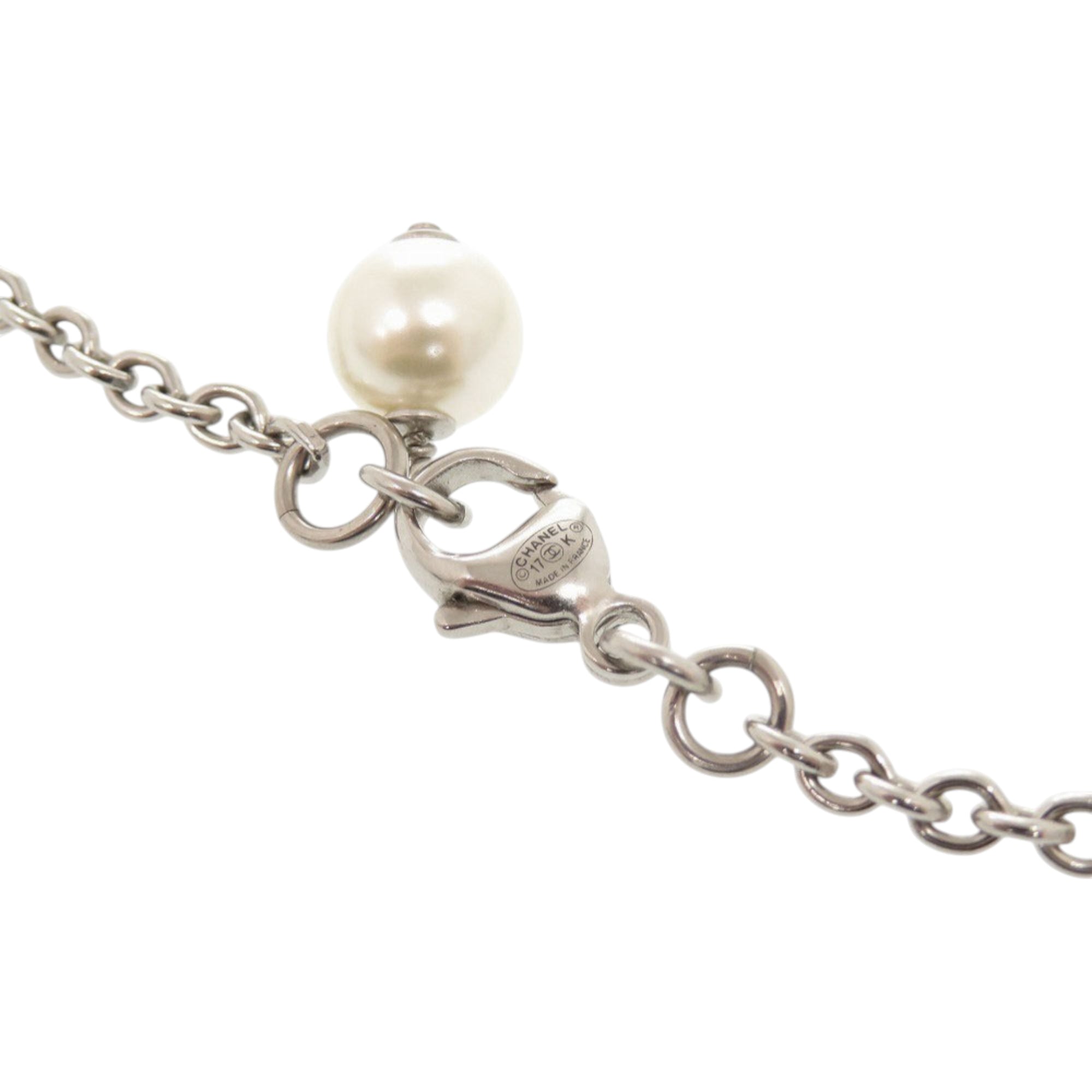 CC Brass and Strass Faux Pearl Pendant Necklace - Image 6
