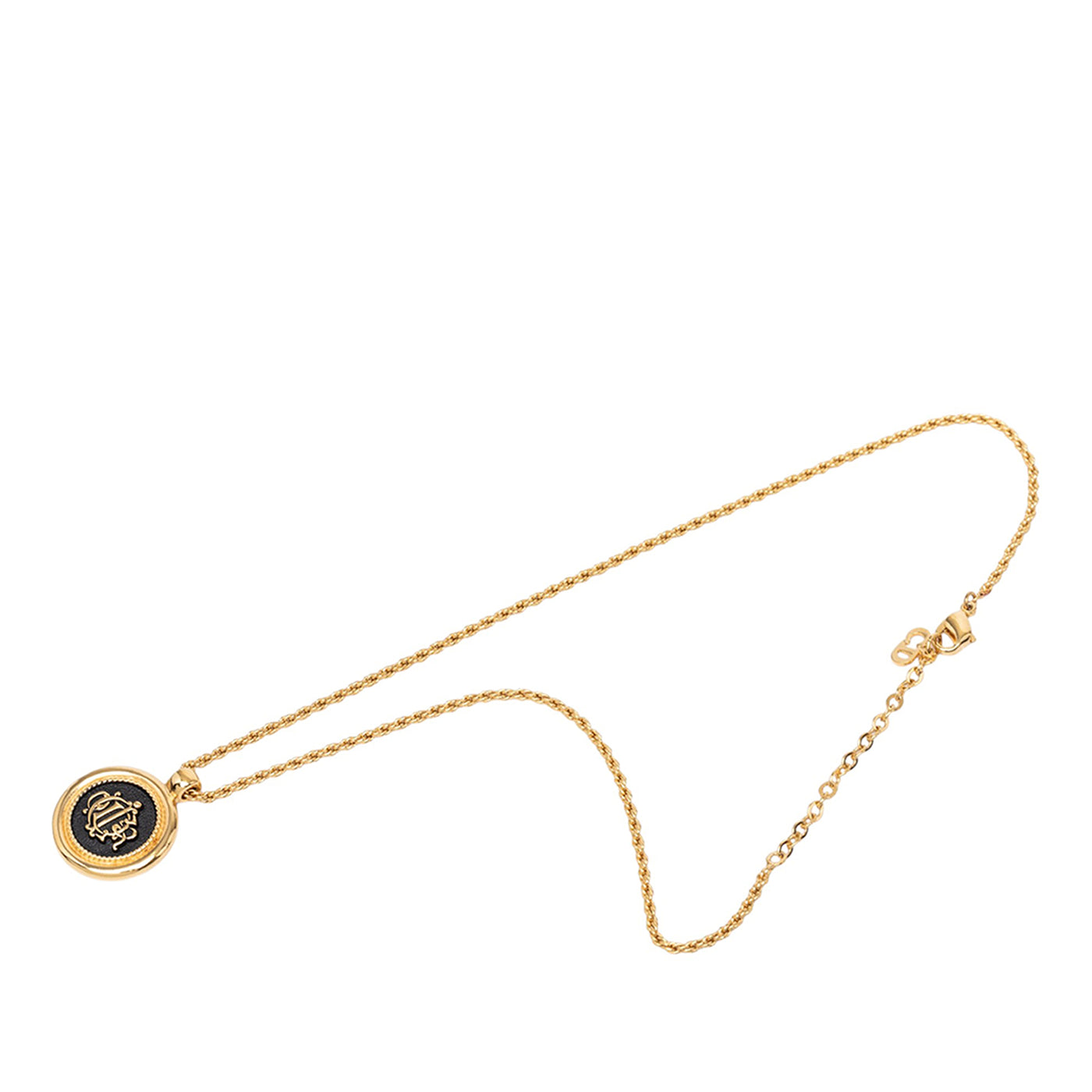 Gold Plated Enamel Logo Round Pendant Necklace - Image 1