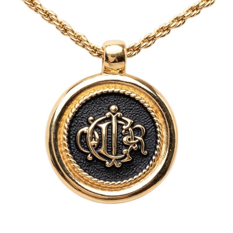 Gold Plated Enamel Logo Round Pendant Necklace - Image 2