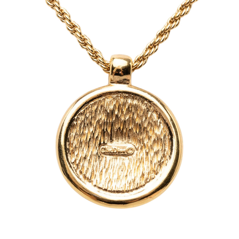 Gold Plated Enamel Logo Round Pendant Necklace - Image 3