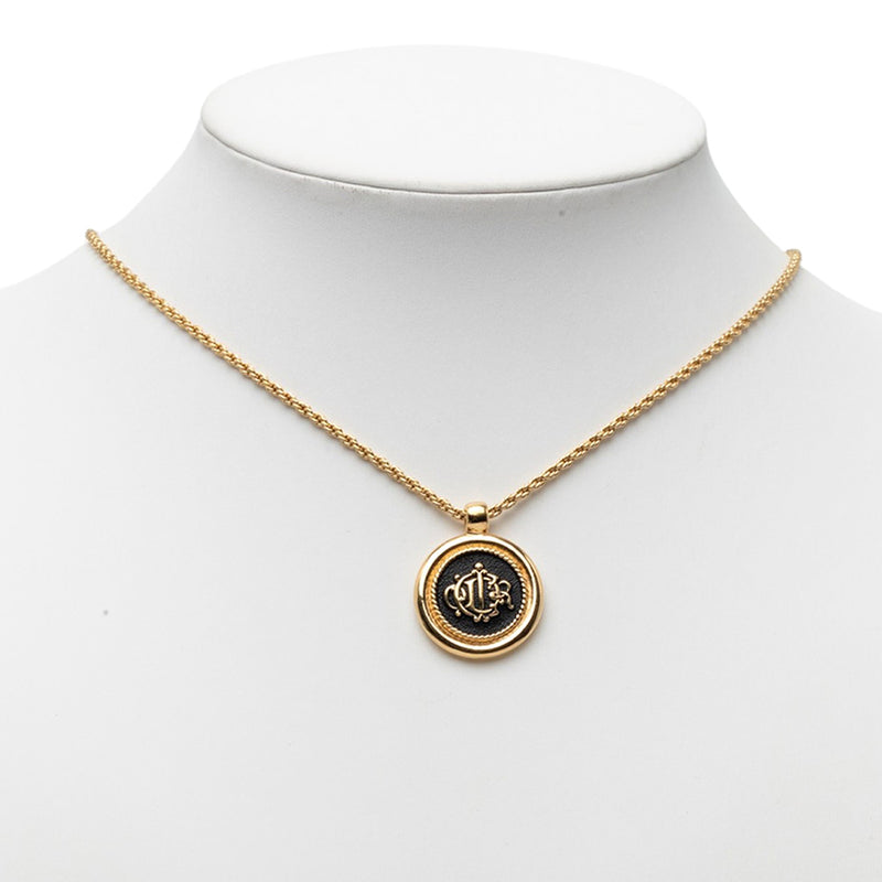 Gold Plated Enamel Logo Round Pendant Necklace - Image 6