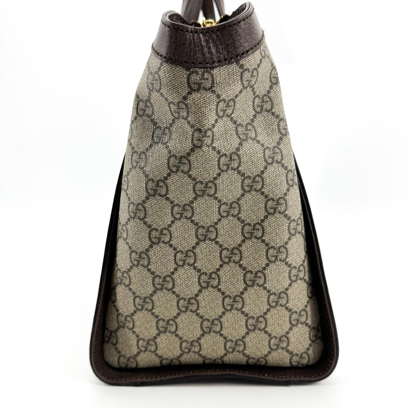 Gucci Ophidia Top Handle Gg Coated Canvas Brown Bag