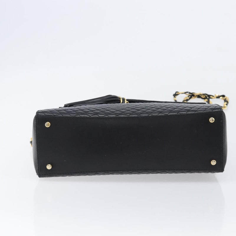 Bally Vintage Chain Quilted Leather Black Bag
