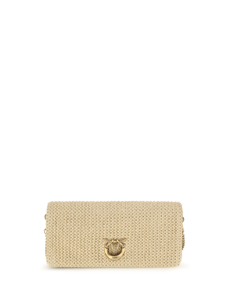 Pinko Love Click Shoulder Bag — Beige Polypropylene