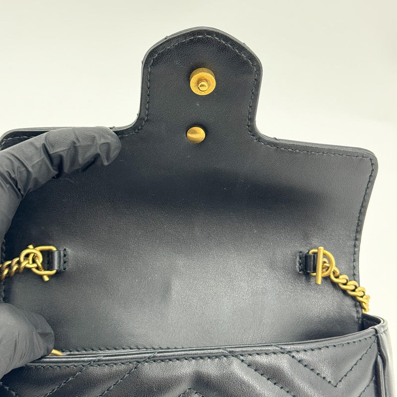 Gucci Gg Marmont Flap Matelasse Leather Black Bag