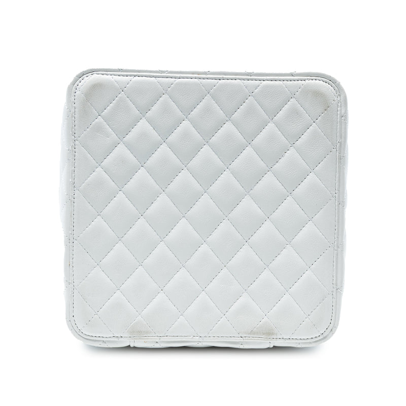 Large Quilted Lambskin Top Handle Jewelry Box With Chain - Image 3
