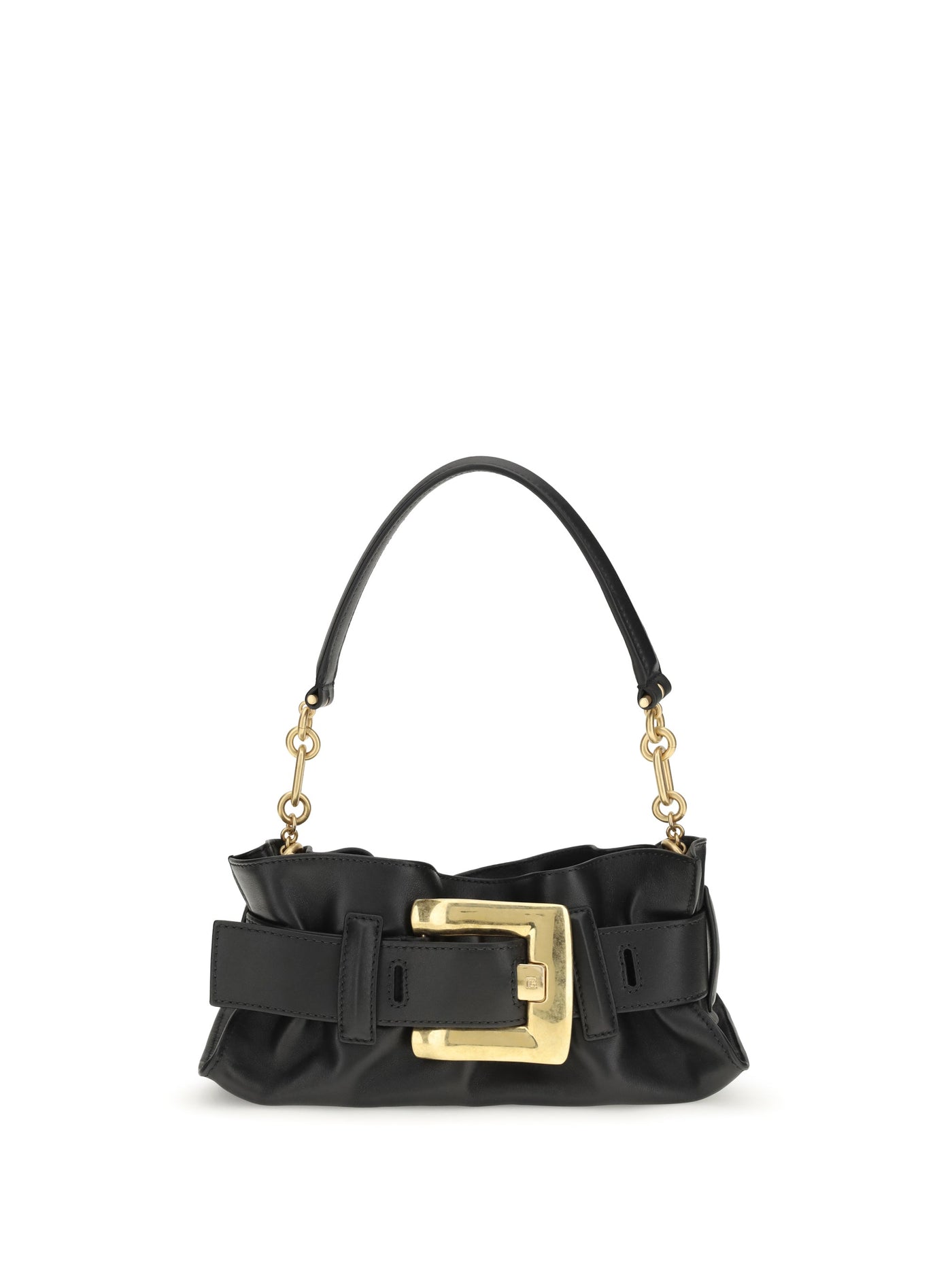 Balmain Shoulder Bag — Black Calf Suede