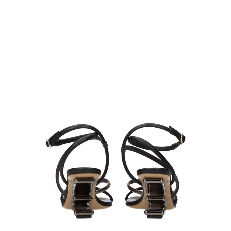 Multicolor Leather Flat Sandals