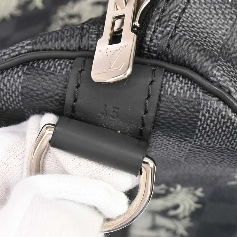 Louis Vuitton Keepall Bandouliere Limited Edition Nemeth Damier Graphite Black Canvas Bag
