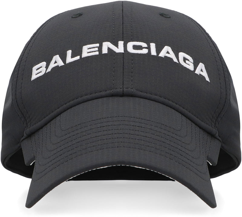 Balenciaga 834399 Logo-Embroidered Baseball Cap — Black Polyester Caps