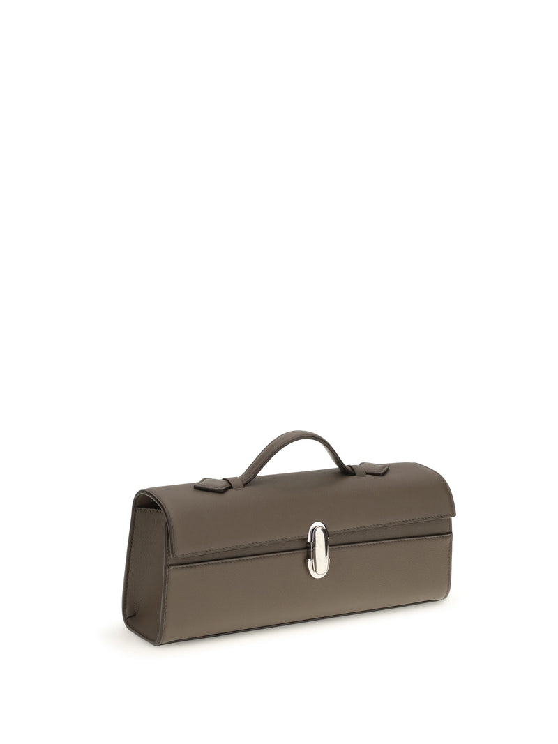 Savette Slim Symmetry Clutch — Gray Calf Leather