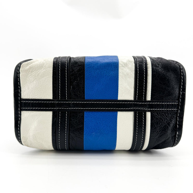 Balenciaga Bazar Striped Leather Black Bag