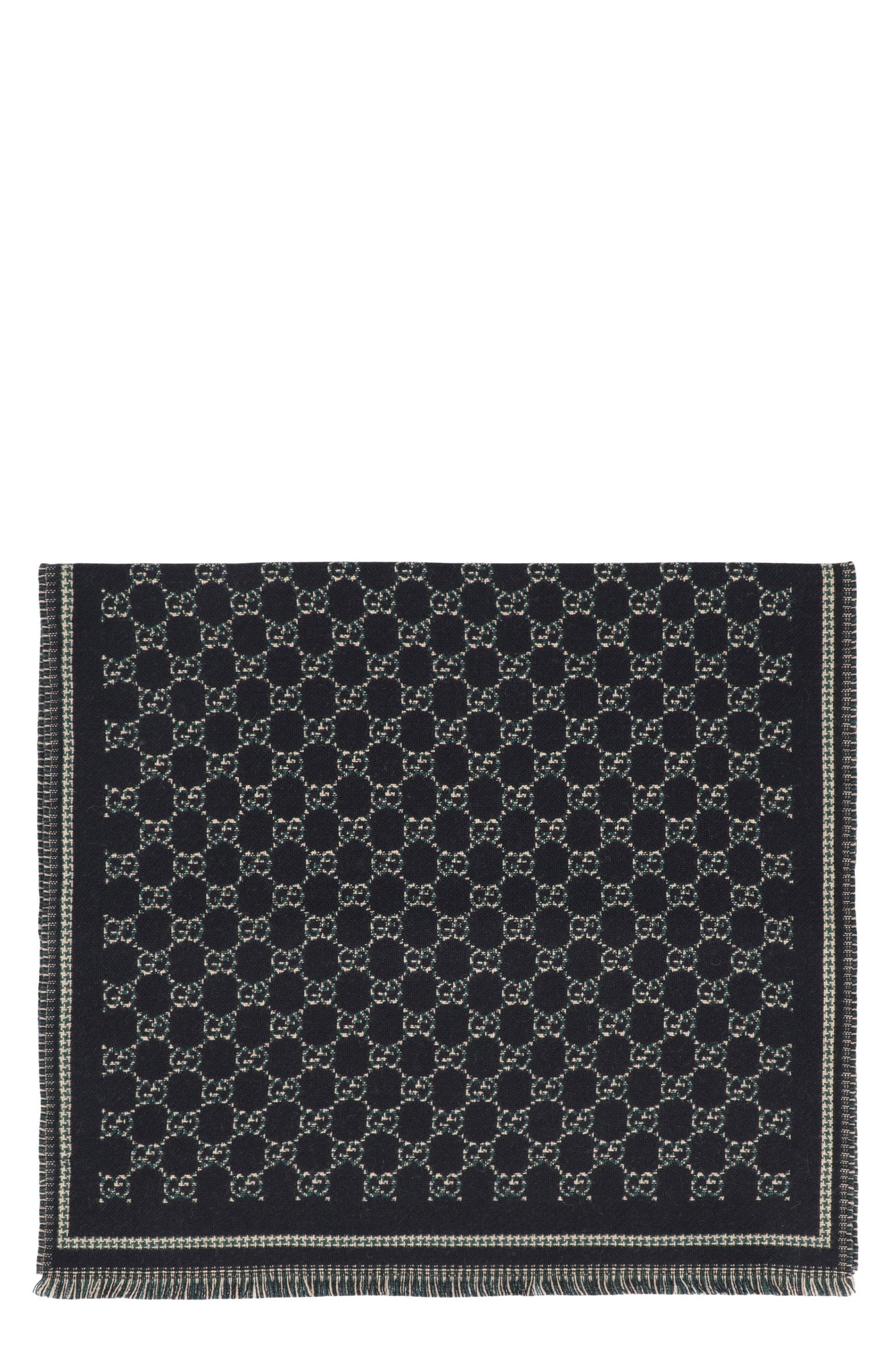Gucci Wool Jacquard Gg Logo Scarf — Black Scarfs