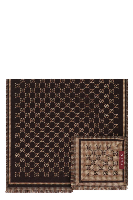 Gucci Gg Jacquard Wool Scarf — Brown Scarfs