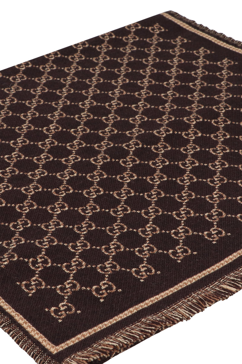 Gucci Gg Jacquard Wool Scarf — Brown Scarfs