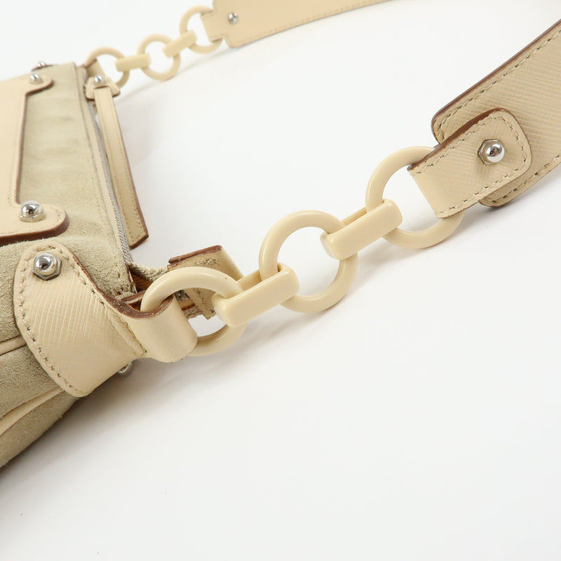 Salvatore Ferragamo Gancini Suede Beige Bag