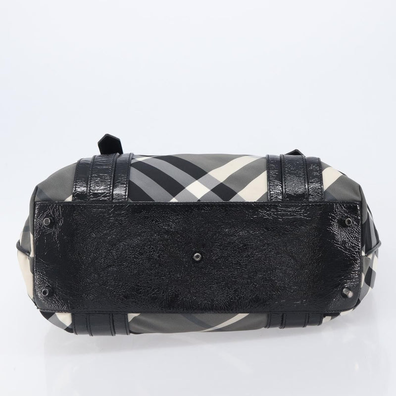 Burberry Nova Check Tote Canvas Pattern Black Nylon