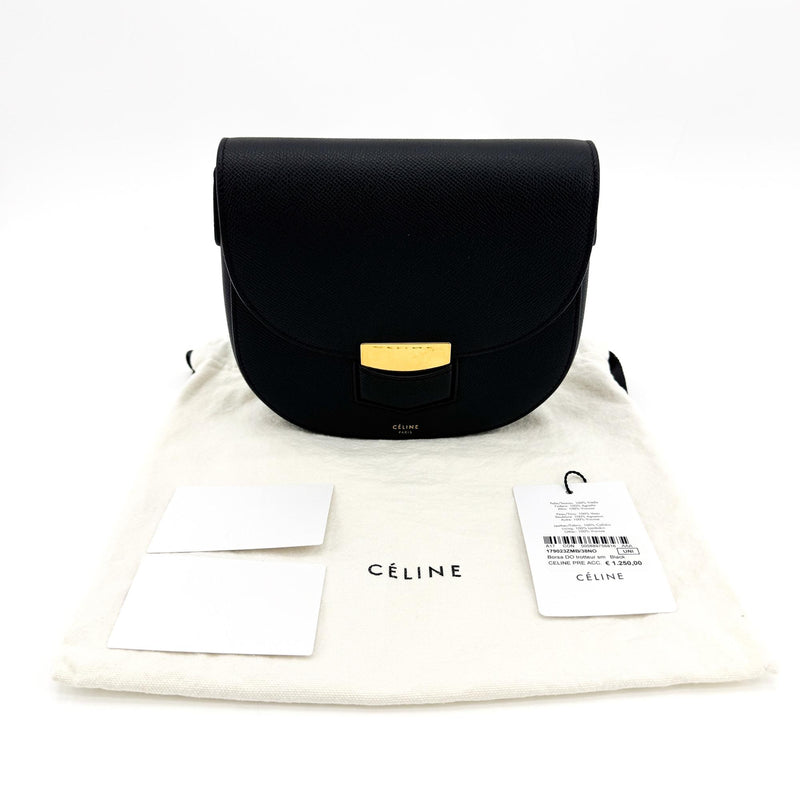 Celine Trotteur Calfskin Black Leather Bag