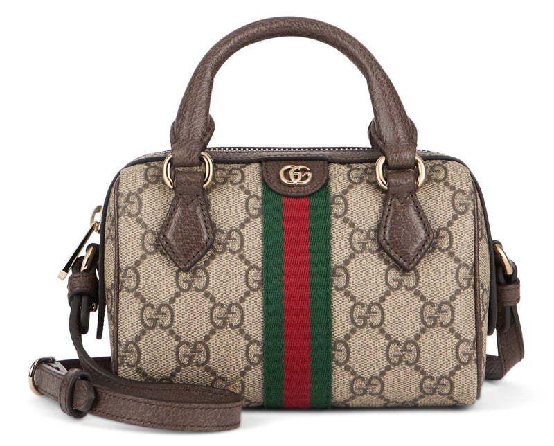 Gucci Ophidia Top Handle Bag — Beige Polyurethane