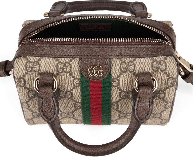 Gucci Ophidia Top Handle Bag — Beige Polyurethane